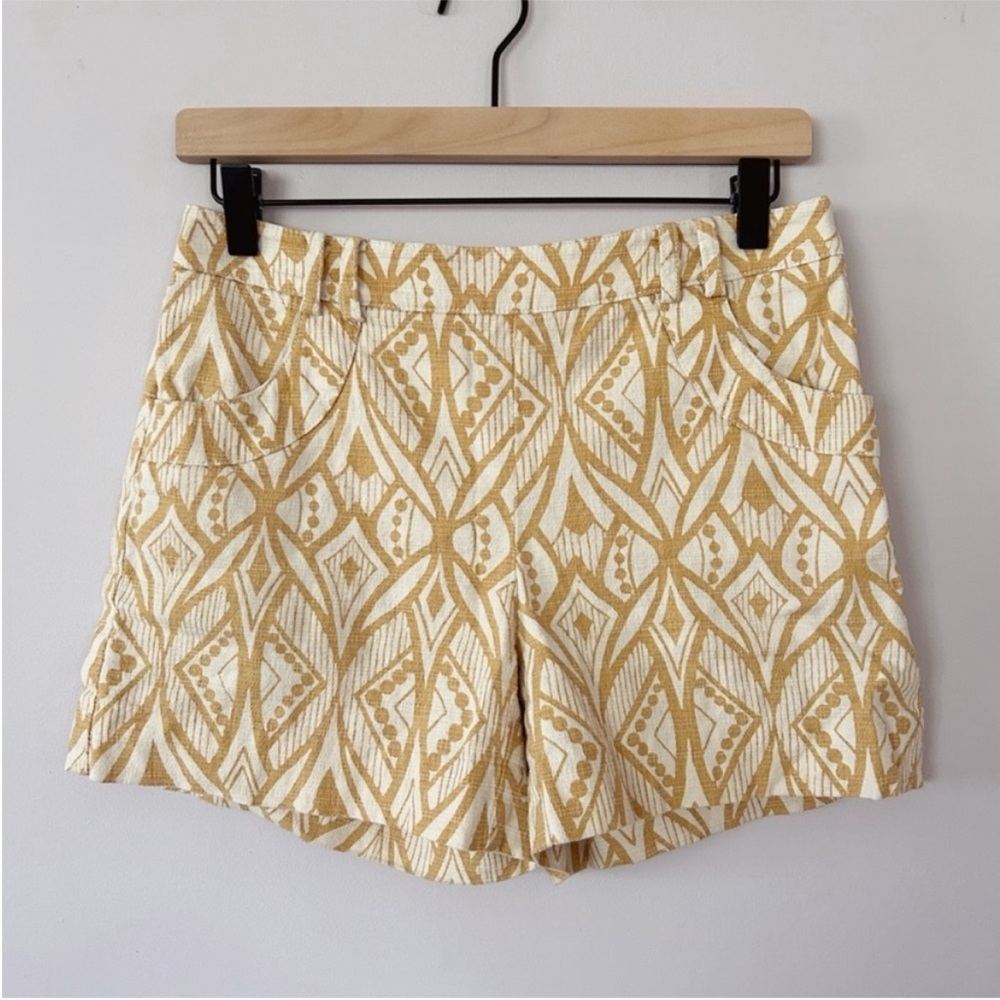 Elevenses by Anthropologie, Mandala Print Shorts, Maize/Cream, Size 2, EUC